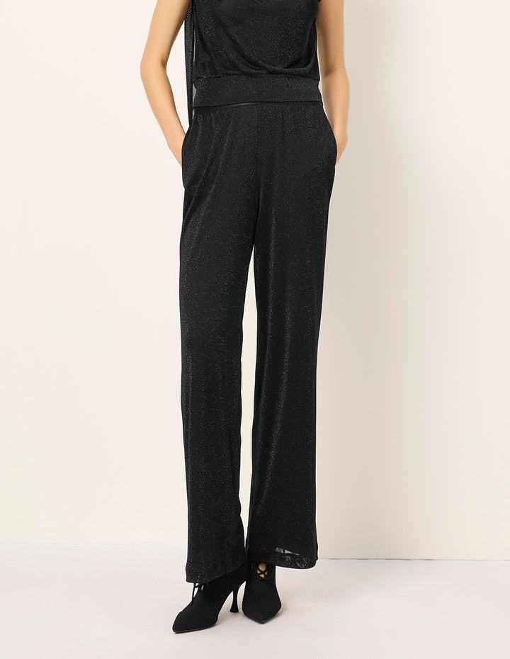 MARYLING Simple Black Mesh Straight-Leg Slim Pants