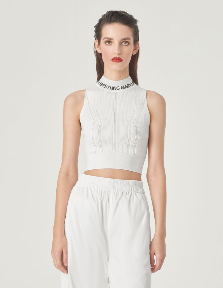 MARYLING White Turtleneck Knitted Vest