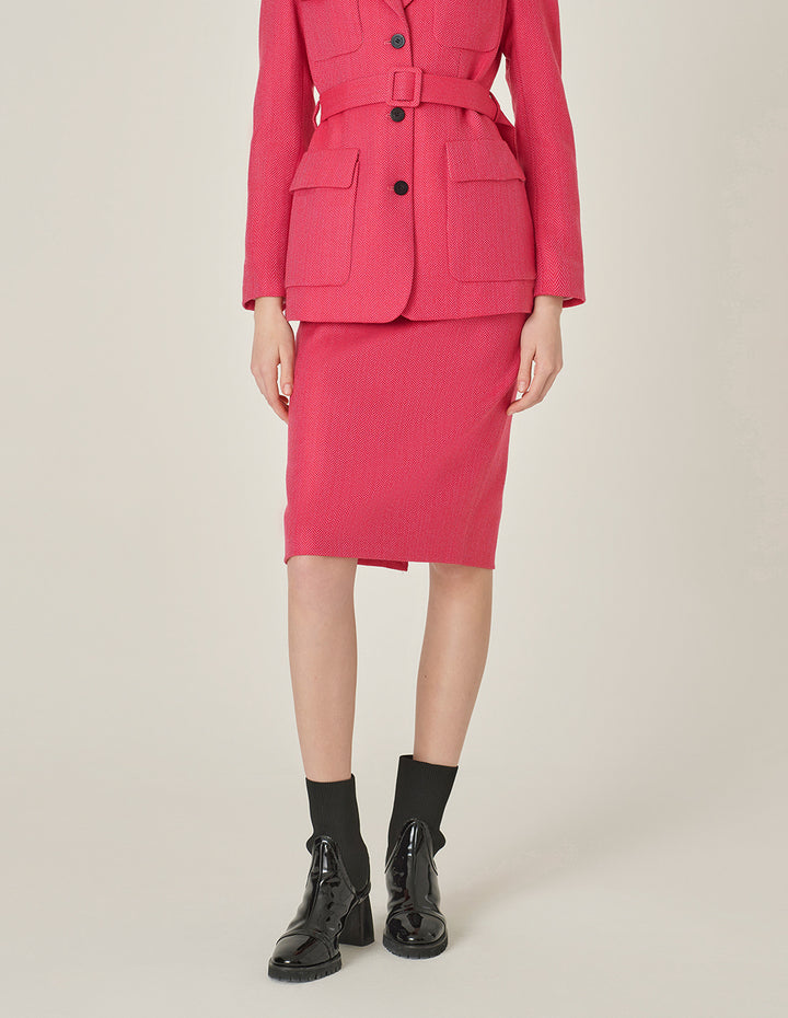 MARYLING Rose Pink Herringbone Knee-Length Skirt