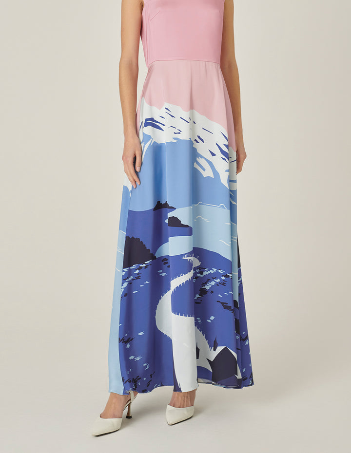 MARYLING V-Neck Waisted Sleeveless Printed Dress