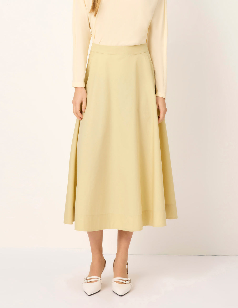 MARYLING Seam Detail Flared Knee-Length Skirt