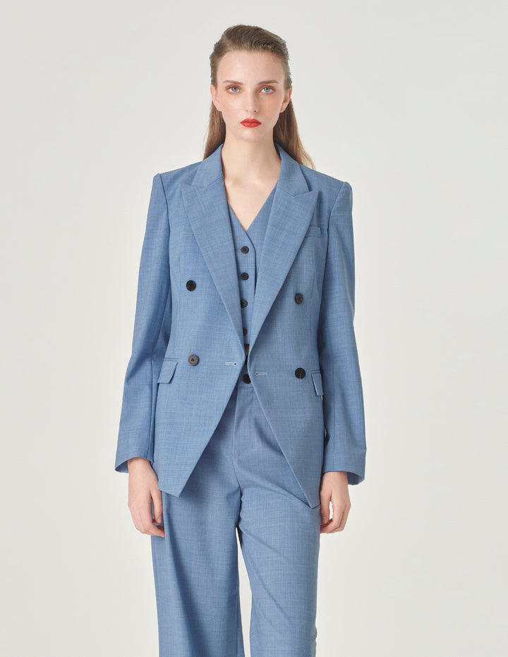 MARYLING Classic Double-Breasted Peaked Lapel Blazer