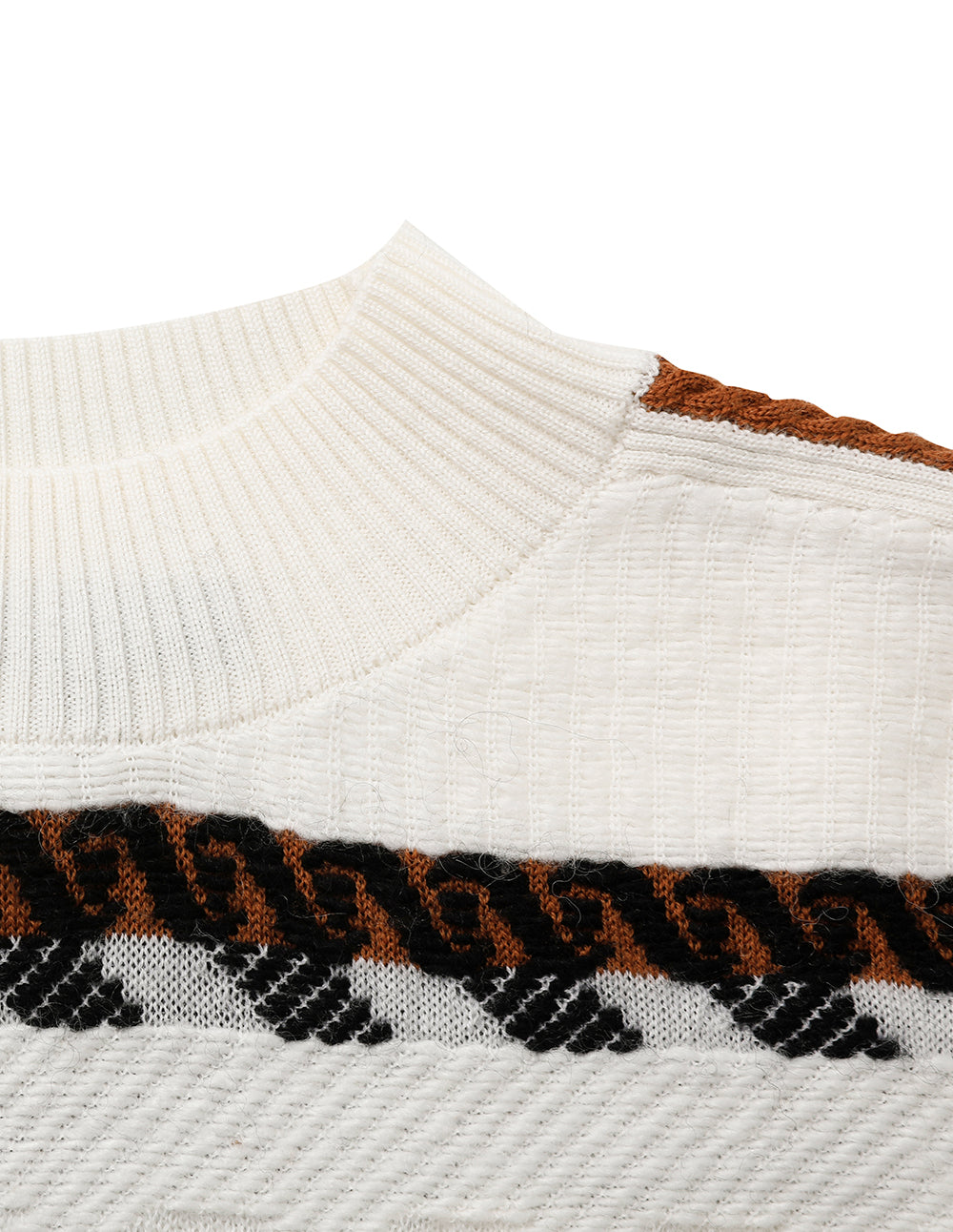 MARYLING Black And White Striped Round Neck Knitted Sweater