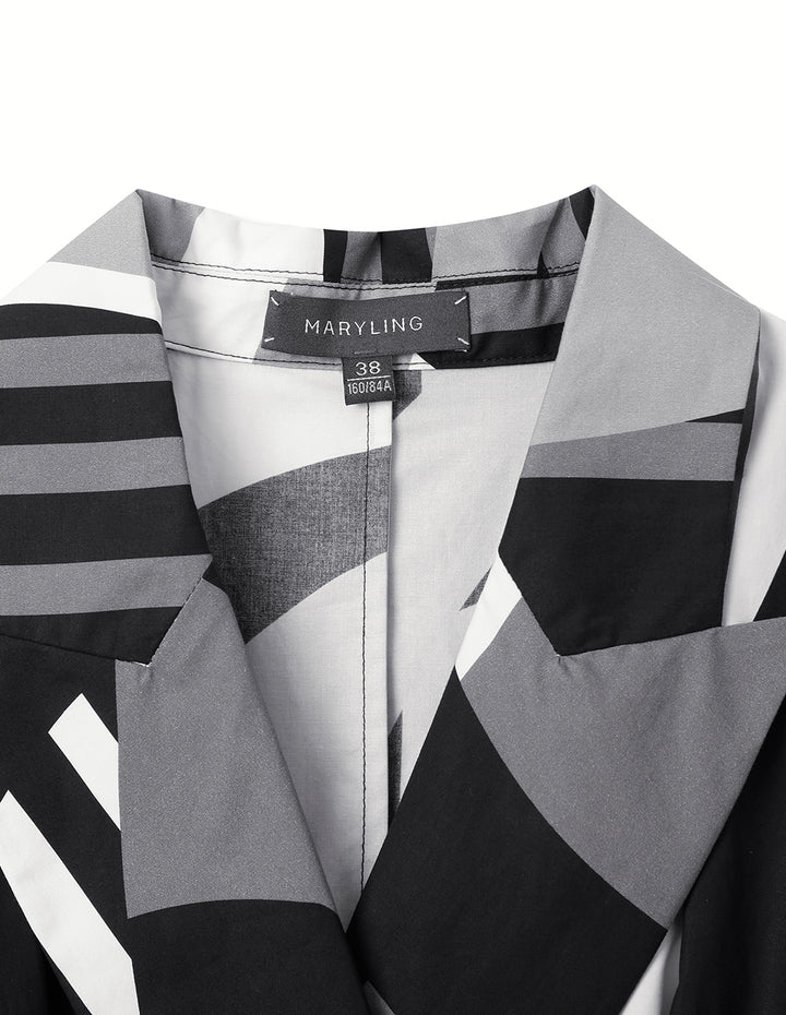 MARYLING Suit Collar Printed Dress