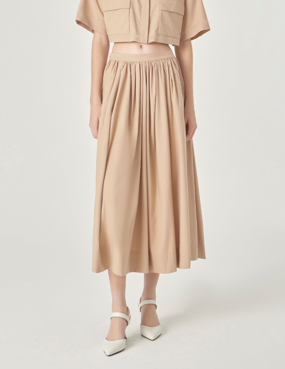 MARYLING Pleated Parapet Skirt