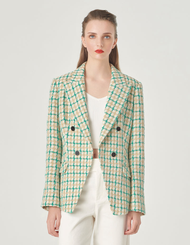 MARYLING Checked Double-Breasted Blazer