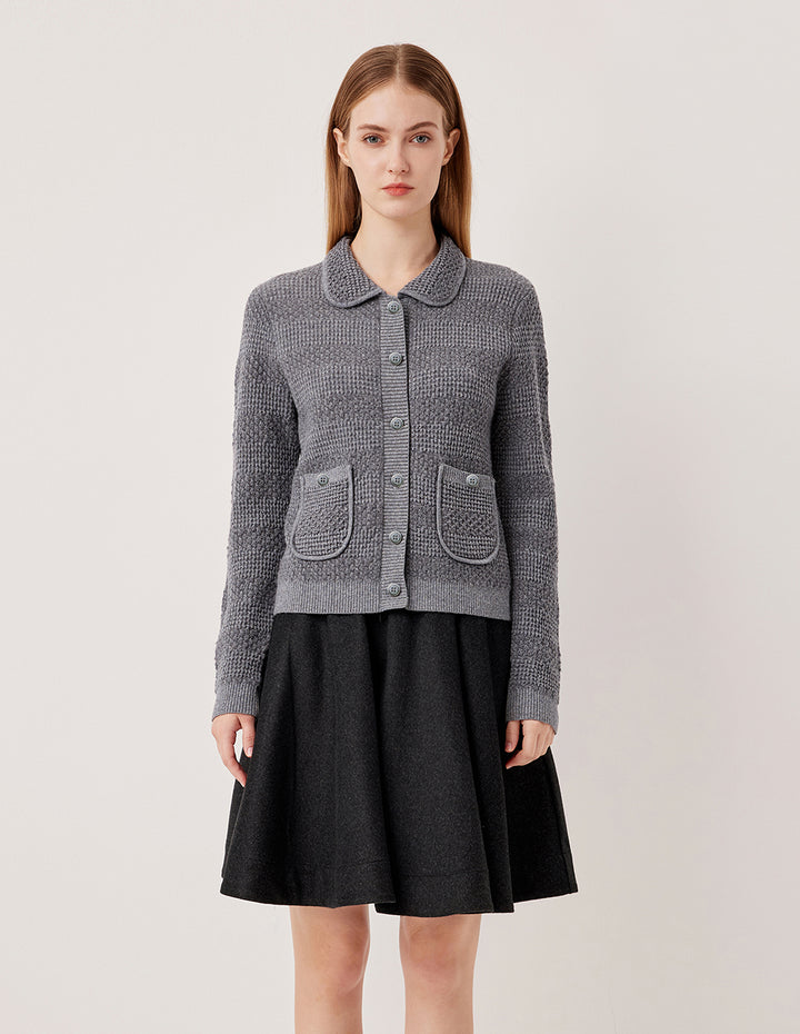 MARYLING A-Line High-Waisted Pleated Wool Silk Blend Midi Skirt