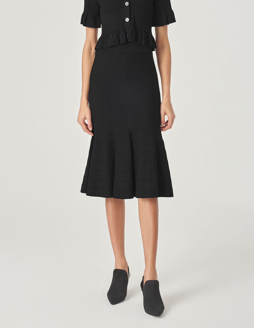 MARYLING Fishtail Knitted Black Skirt