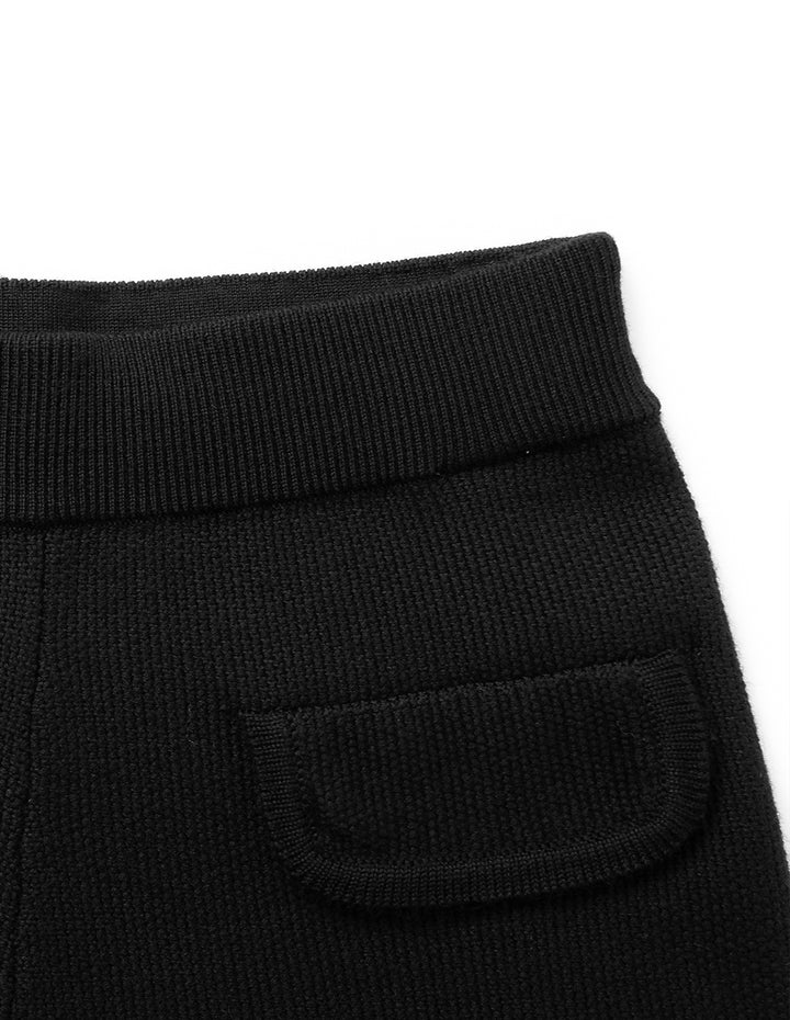 MARYLING Black Straight-Leg Knitted Trousers
