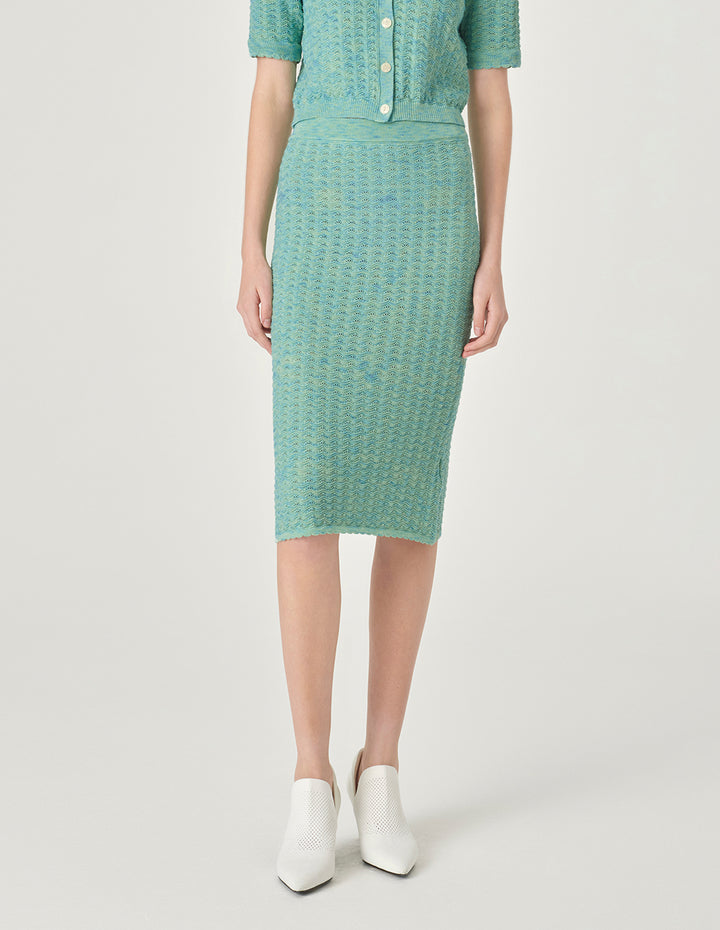 MARYLING Mint Green Wrap Knitted Skirt