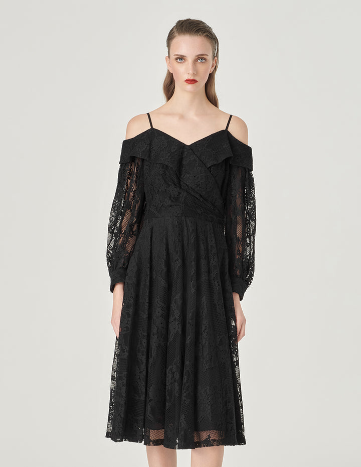 MARYLING Off-Shoulder A-Hem Lace Dress
