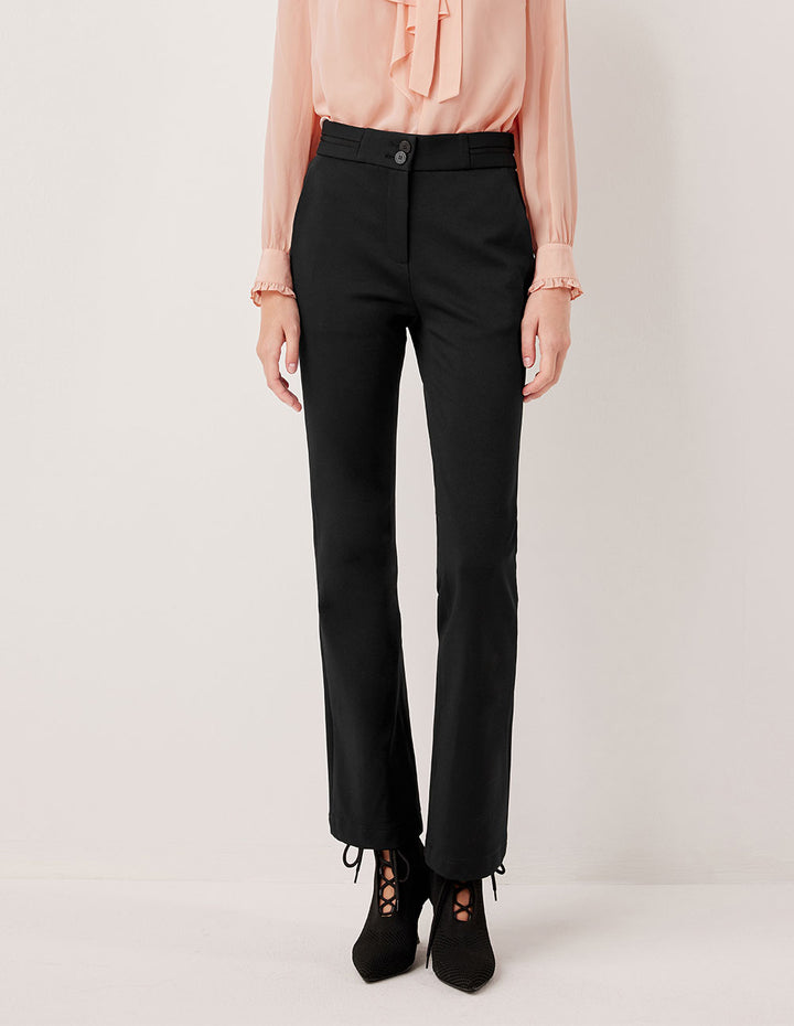 MARYLING Commuter Black Slim Fit Wide Leg Straight Trousers