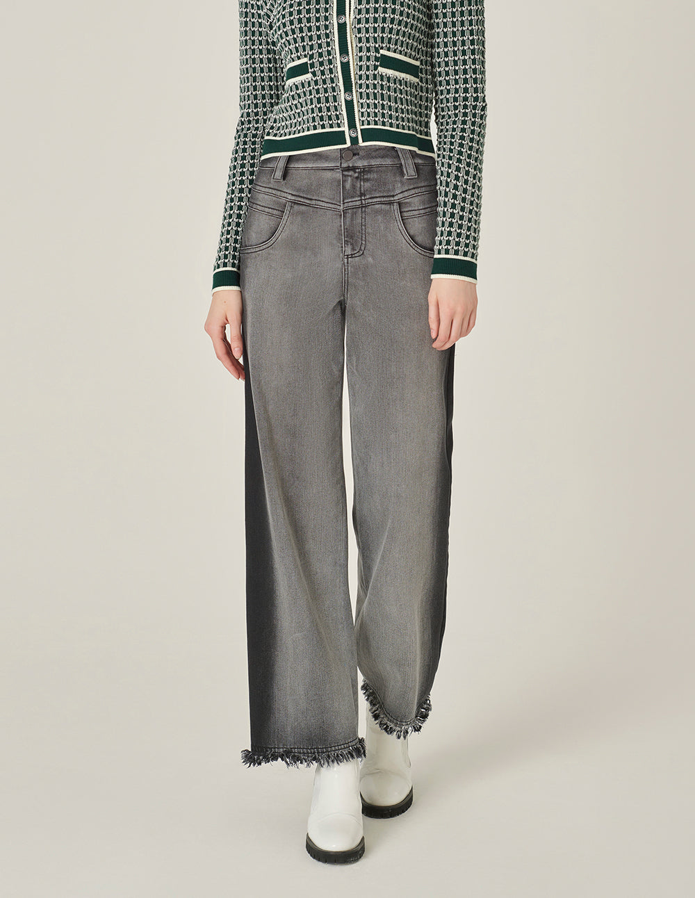 MARYLING Wide-Leg Ankle-Washed Straight Denim Pants