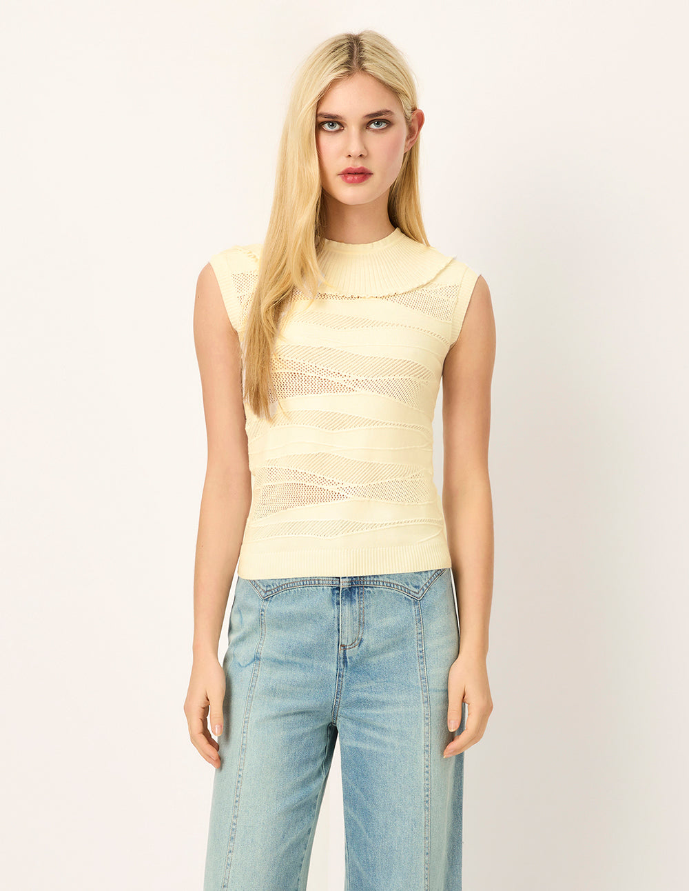 MARYLING Crew-Neck Sleeveless Ribbed Knit Top
