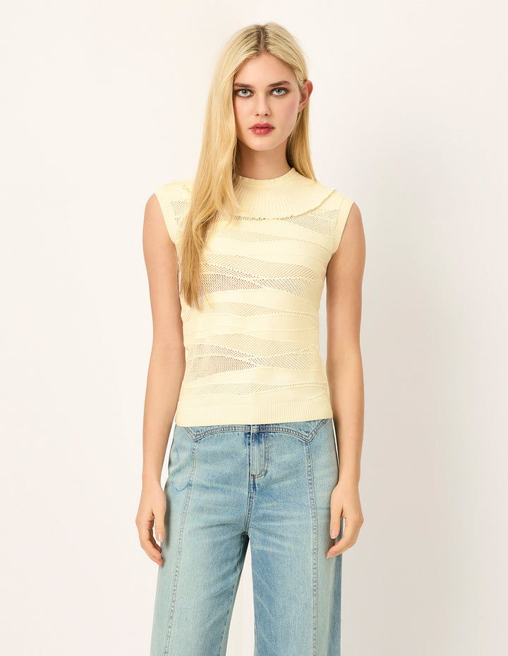 MARYLING Crew-Neck Sleeveless Ribbed Knit Top