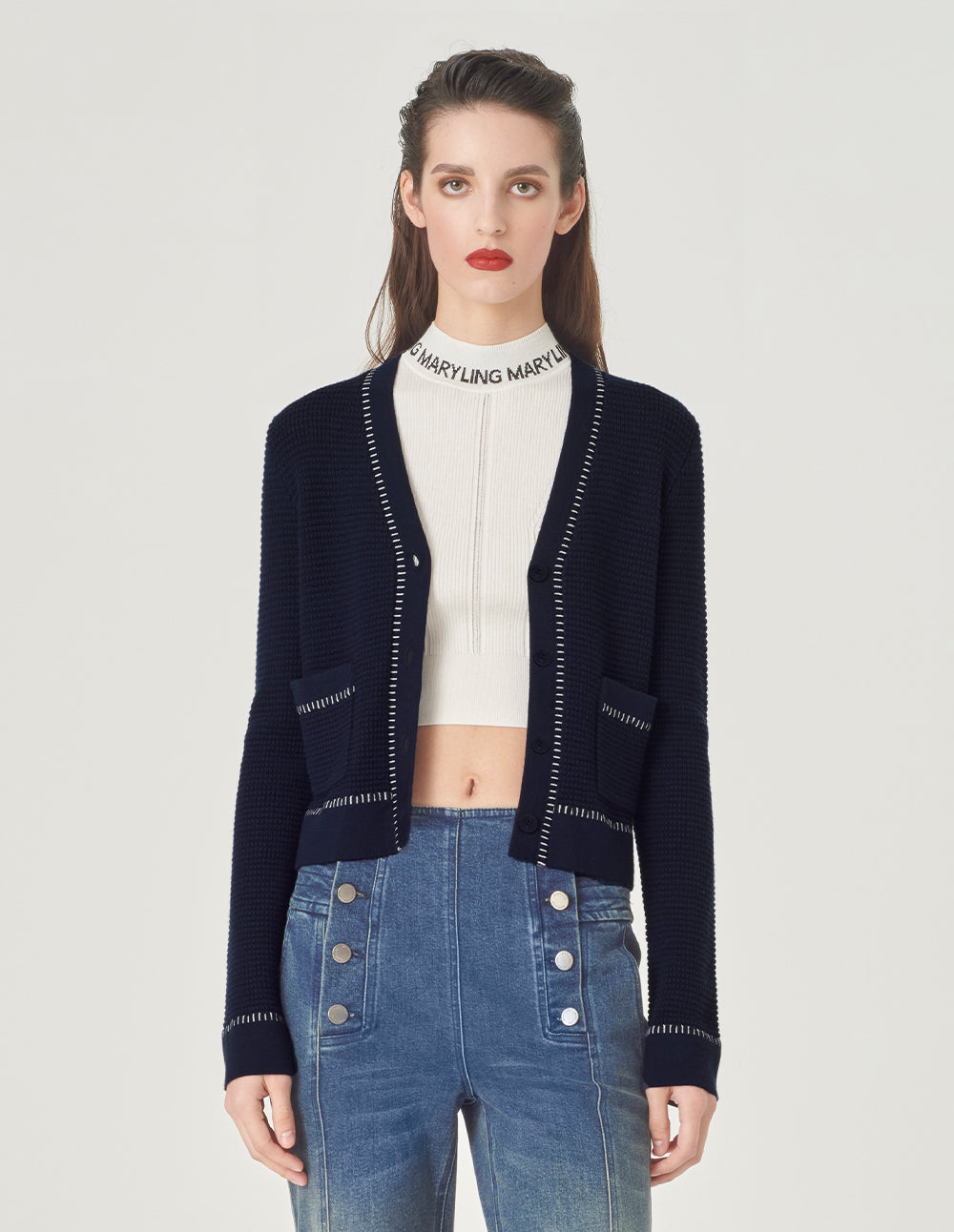 MARYLING V-Neck Knitted Cardigan