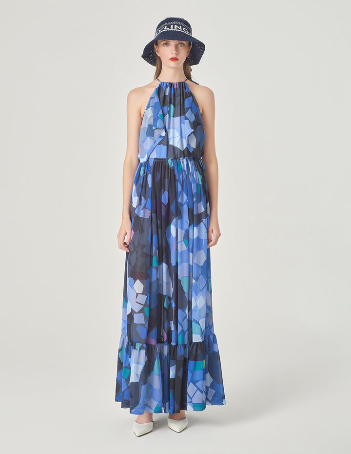 MARYLING Drawstring Collar Halterneck Dress