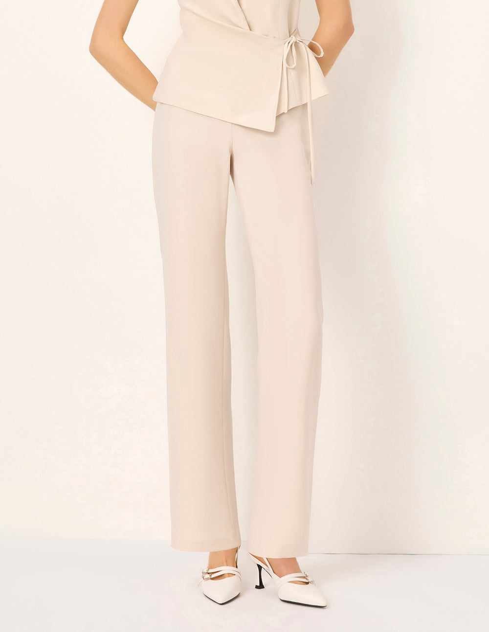MARYLING Apricot High-Waist Straight Pants