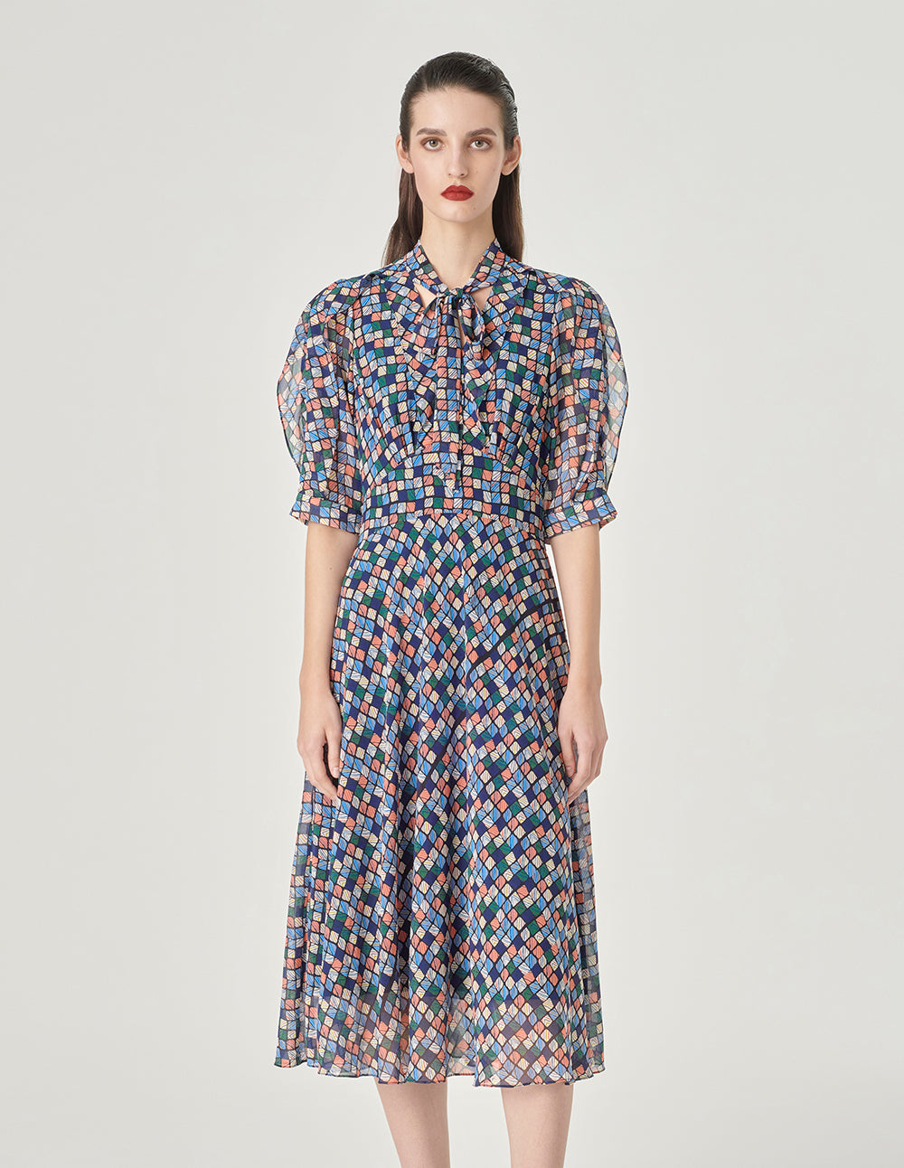 MARYLING V-Neck Strappy Plaid Print Dress