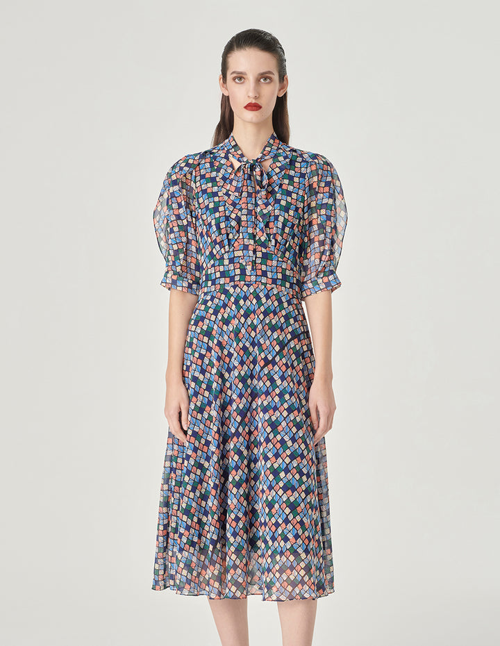 MARYLING V-Neck Strappy Plaid Print Dress