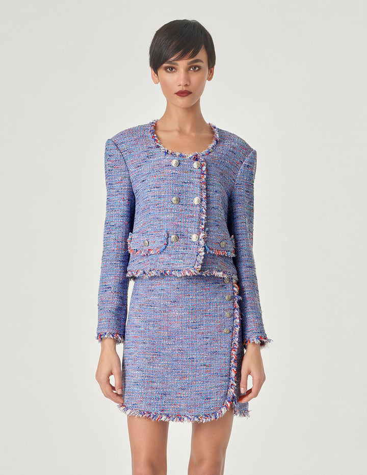 MARYLING Fringed Tweed Petite A Skirt