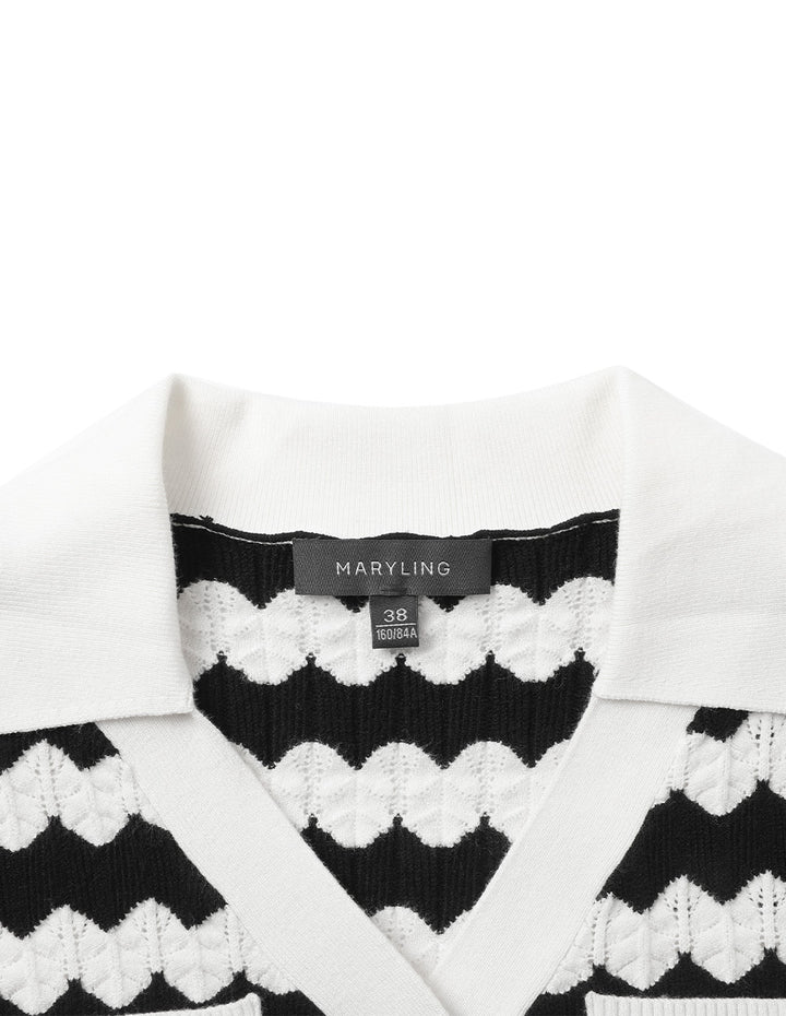 MARYLING V-Neck Contrast Knitted Sweater