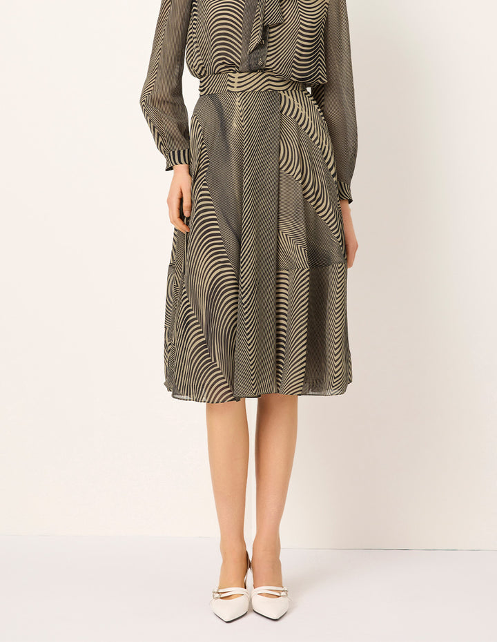 MARYLING Black Striped Print Knee-length Skirt