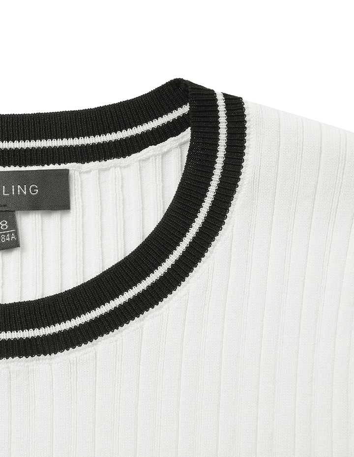 MARYLING Contrast Logo Crew Neck Knitted Sweater