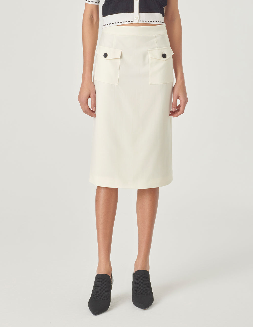 MARYLING Off-White Straight Skirt