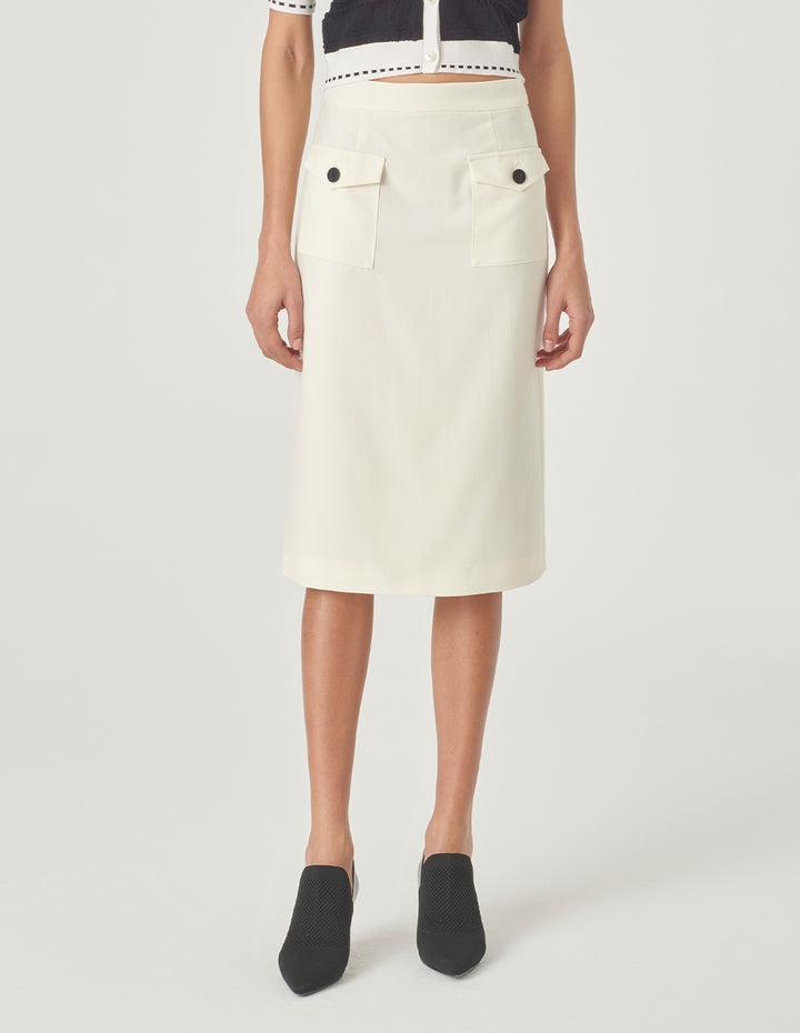 MARYLING Off-White Straight Skirt
