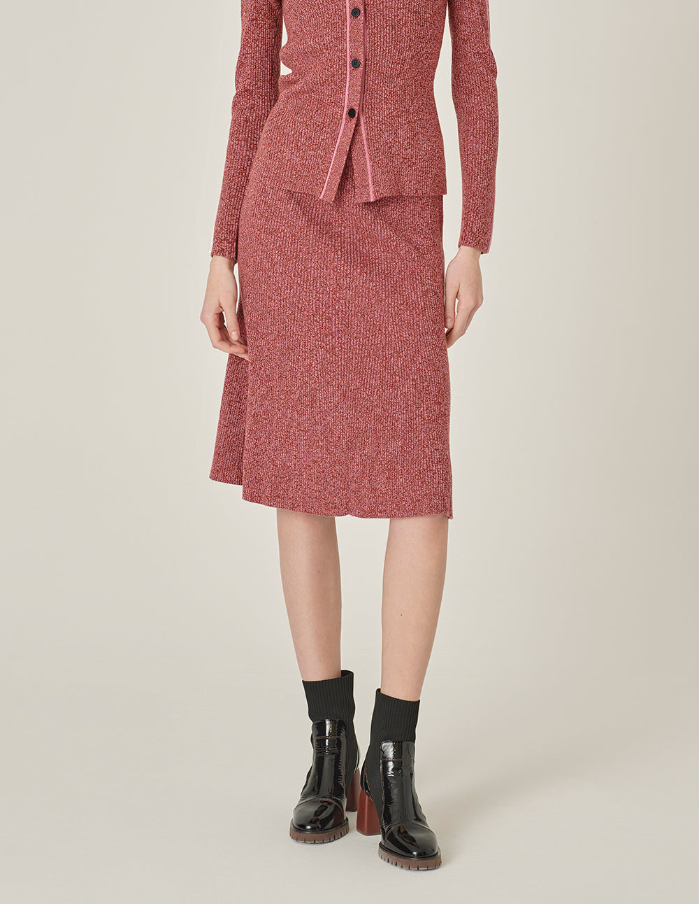 MARYLING Fishtail Wool Fitted Knee-Length Knitted Skirt