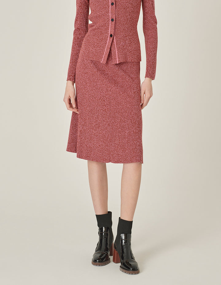 MARYLING Fishtail Wool Fitted Knee-Length Knitted Skirt