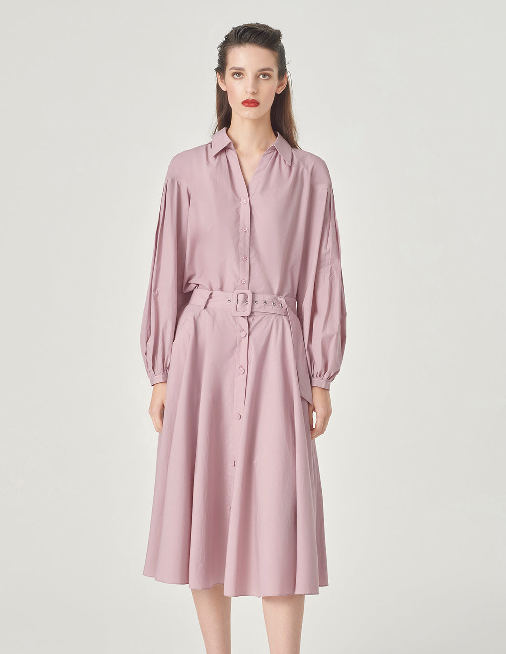 MARYLING Pink V-Neck Long Sleeves Blouse