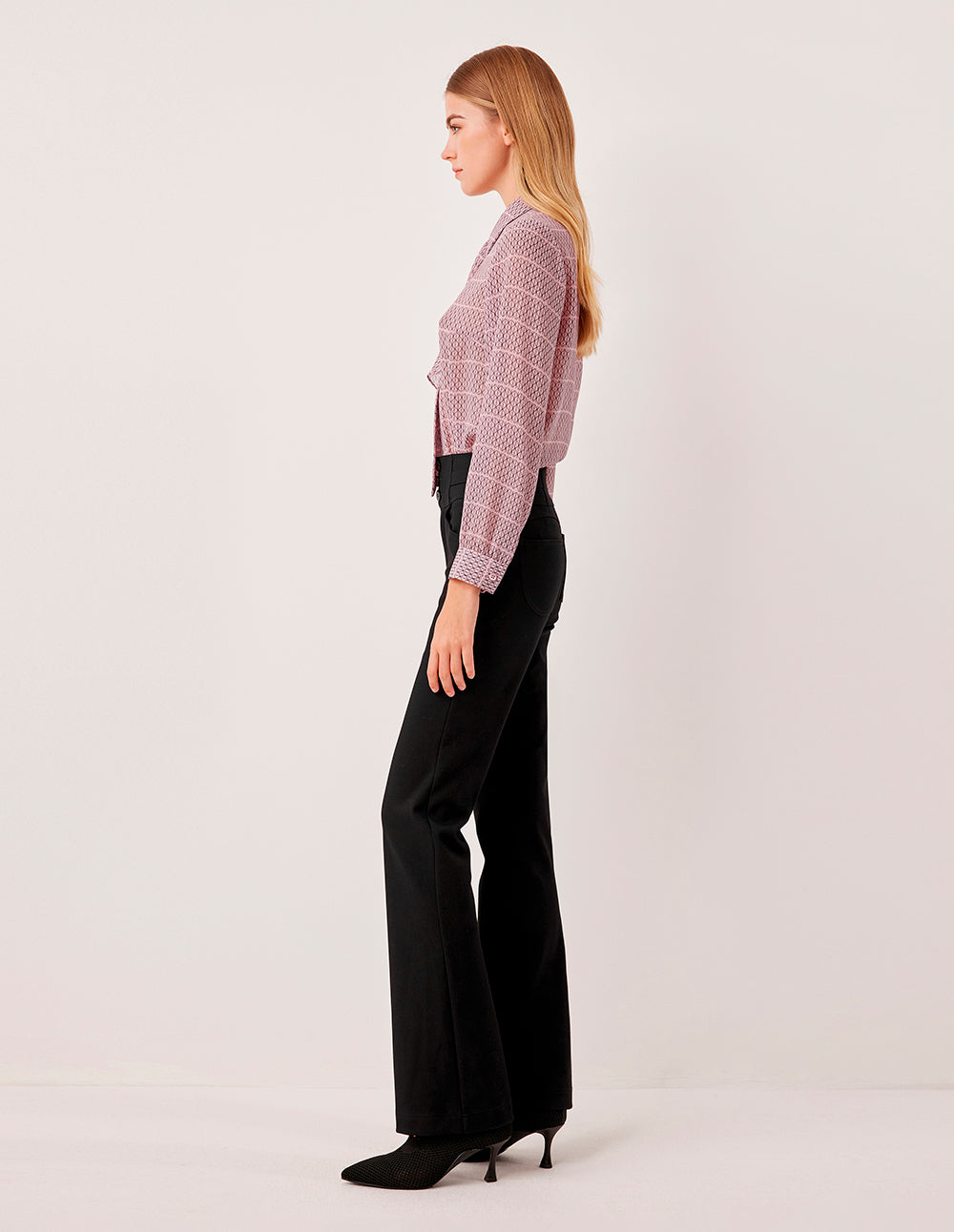 MARYLING High-Waisted Black Hip-Lifting Straight-Leg Trousers