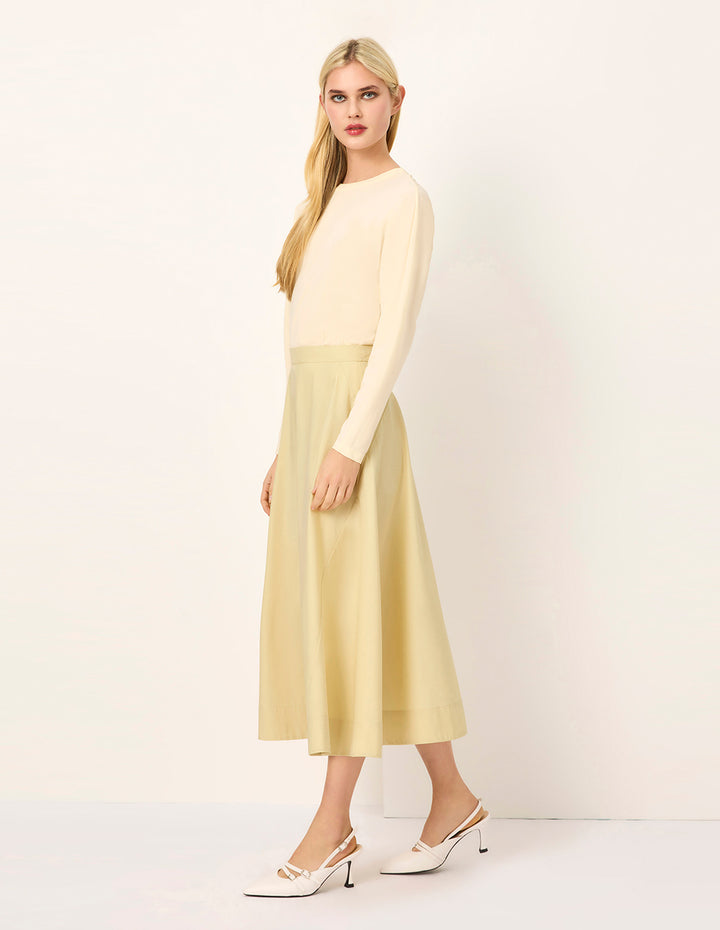 MARYLING Seam Detail Flared Knee-Length Skirt