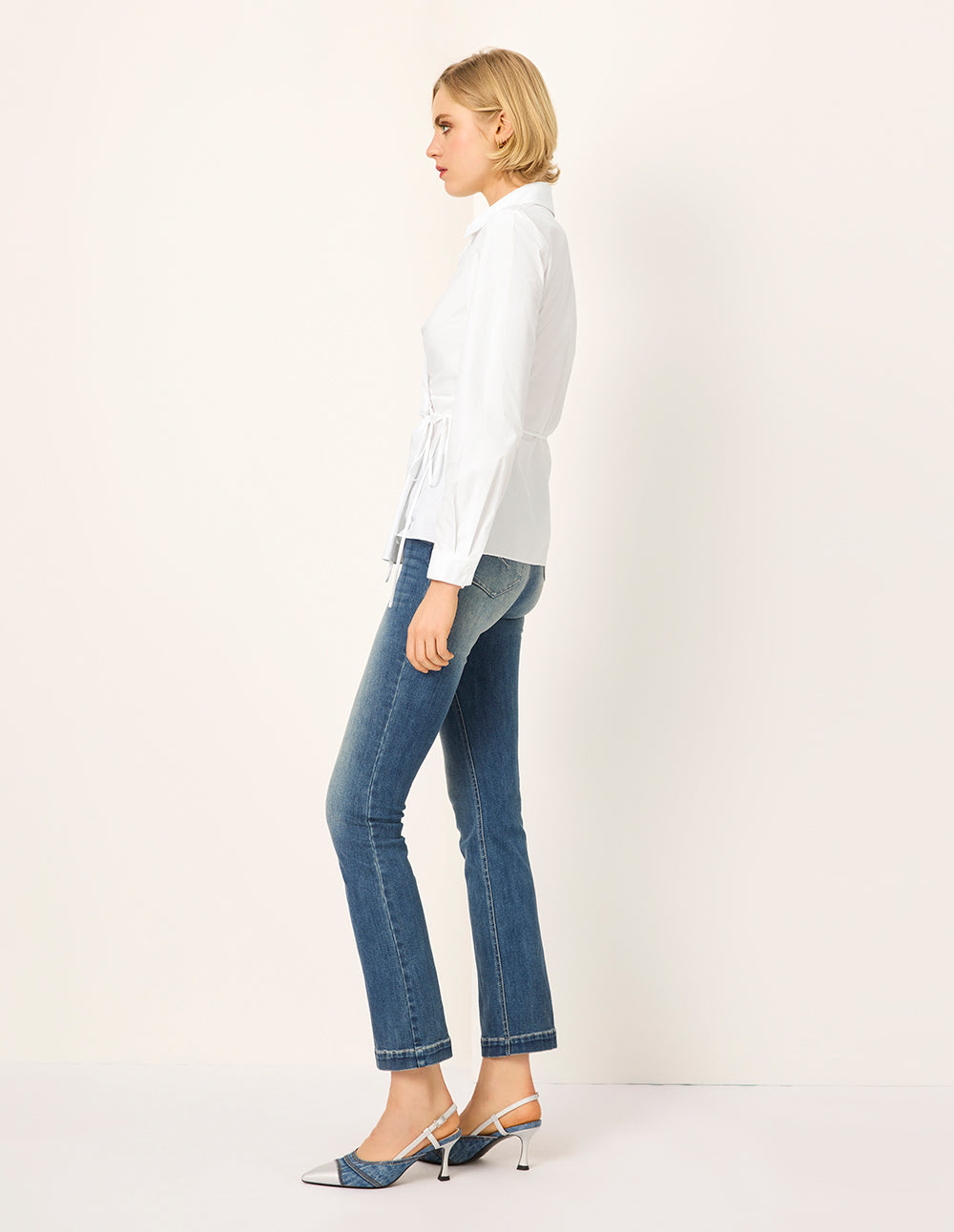 MARYLING V-Neck Long-Sleeve Asymmetric-Waist Wrap Blouse