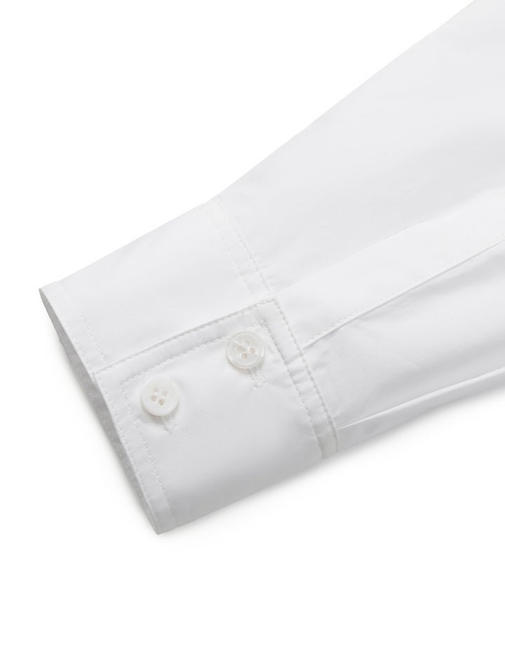 MARYLING Collar Long Sleeve 100% Cotton White Blouse