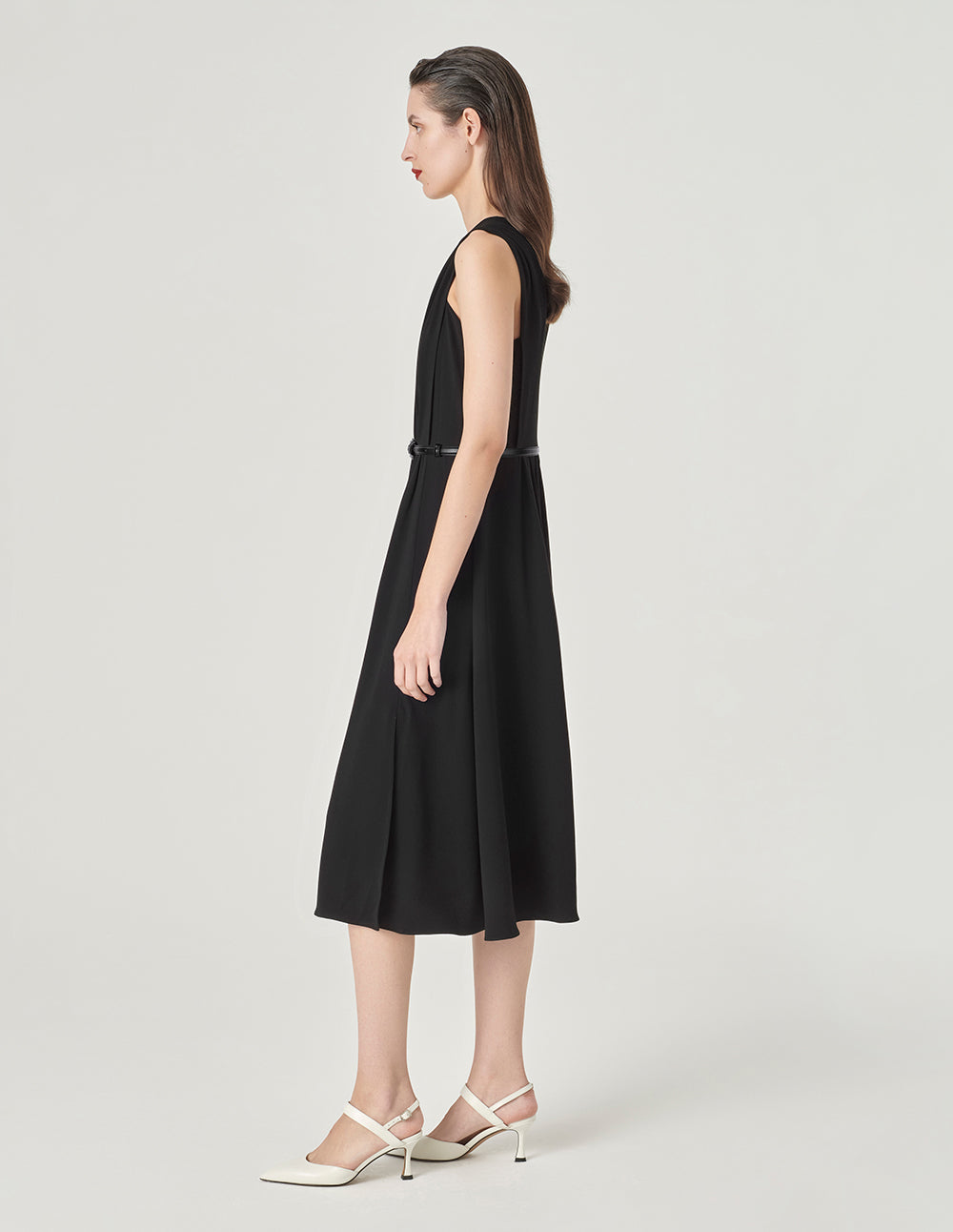 MARYLING V-Neck Sleeveless Slim Midi Dress