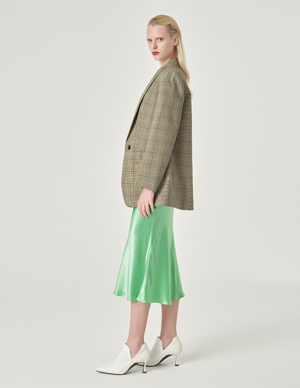 MARYLING Retro Plaid Loose Fit Blazer