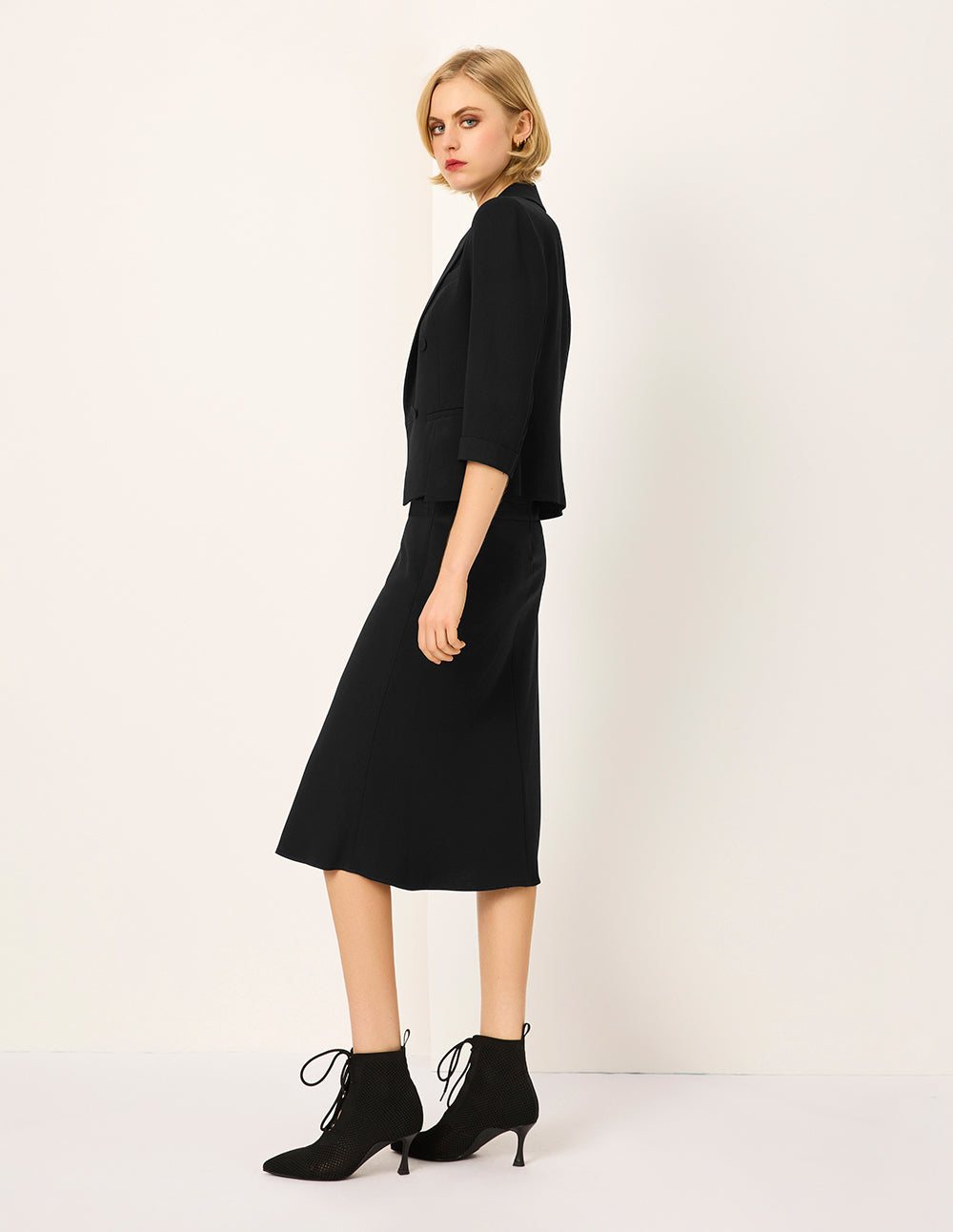 MARYLING Black Fishtail Knee-Length Skirt
