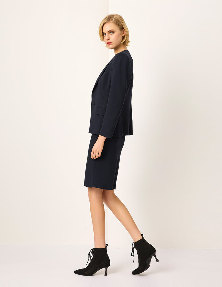 MARYLING Peaked Lapel Long-Sleeve Single-Breasted Blazer