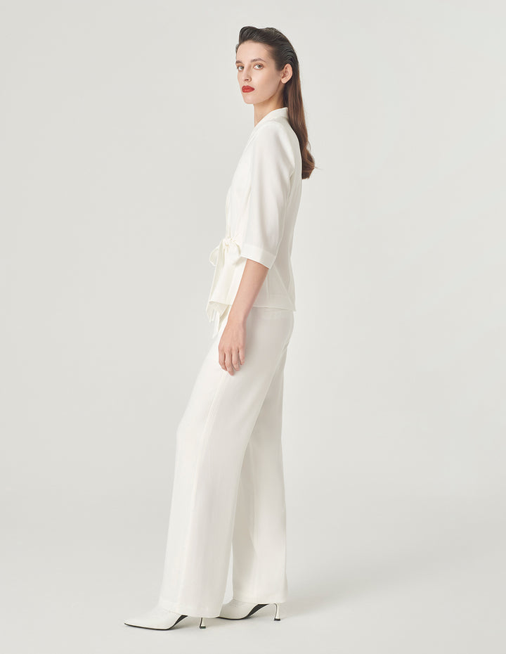 MARYLING White Pleated Strappy Blazer