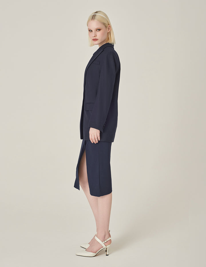 MARYLING Crew-Neck Long-Sleeve Cropped Multi-Pockets Wool Knitted Cardigan