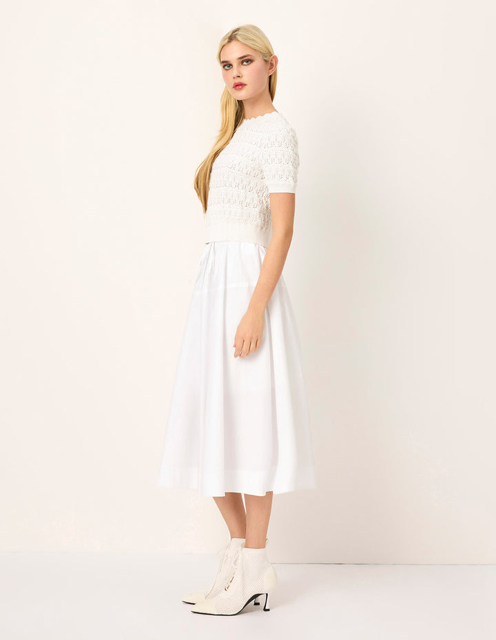 MARYLING Elastic High-Waist High-Count Cotton Knee-Length Skirt