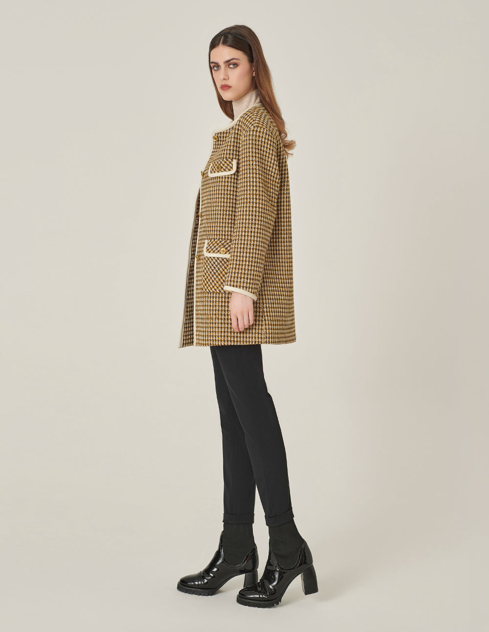 MARYLING Camel Round Neck H Silhouette Jacket