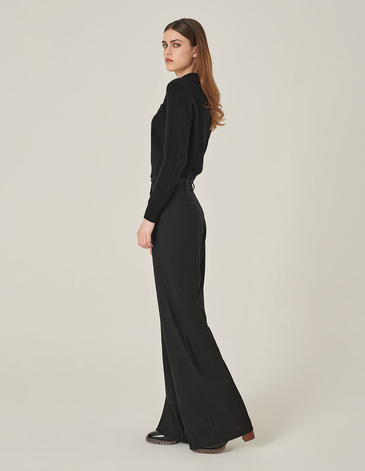 MARYLING Cashmere Knitted Cropped Polo Sweater