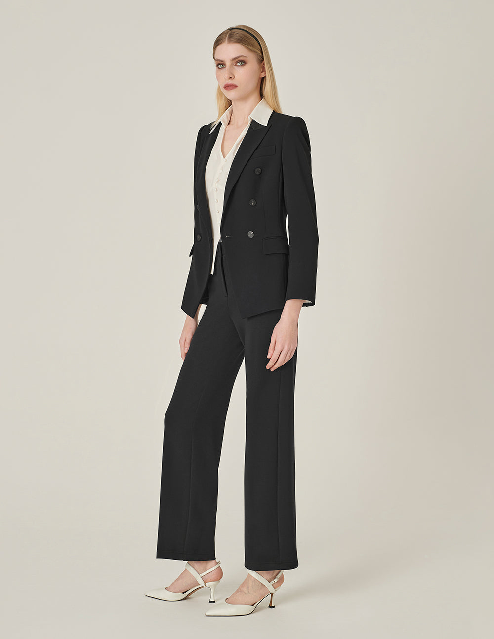 MARYLING Narrow Waist Straight Black Pants