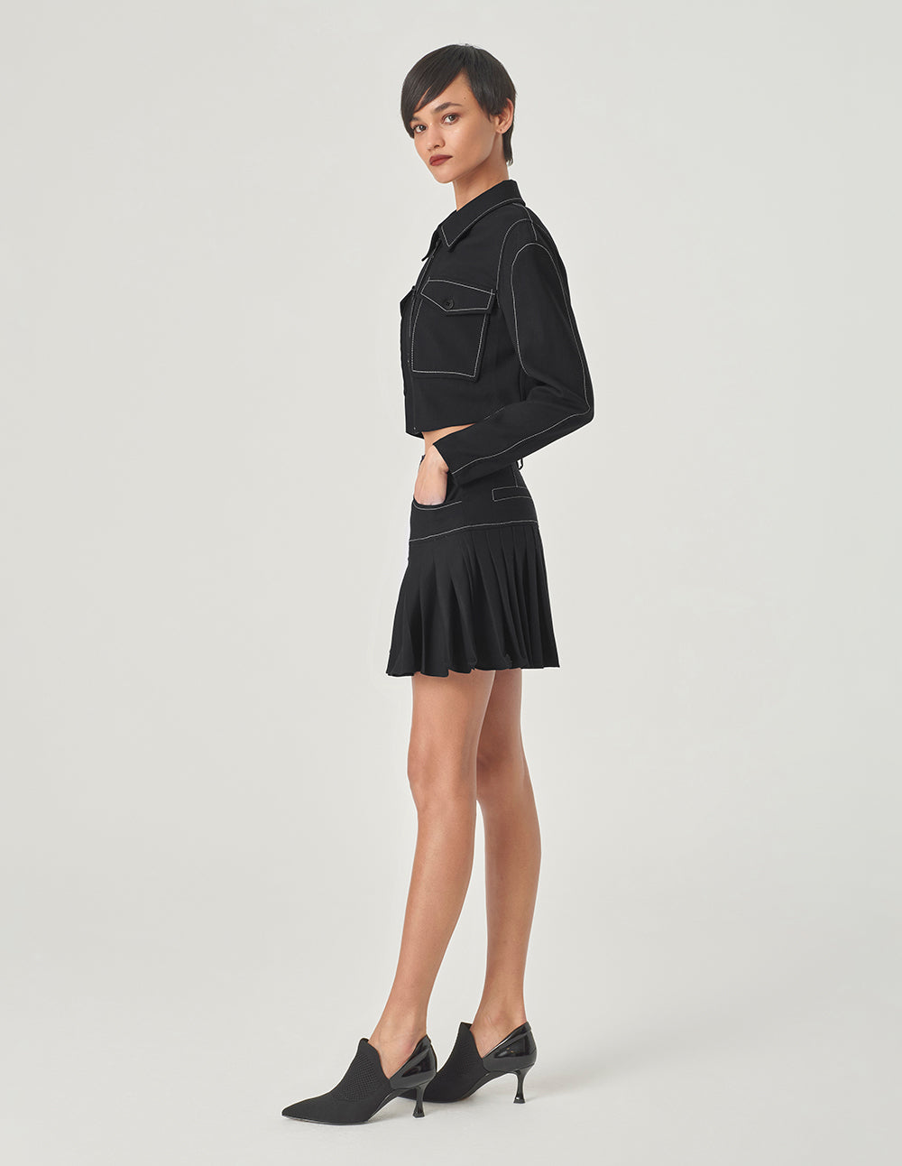 MARYLING Black Pleated Skirt