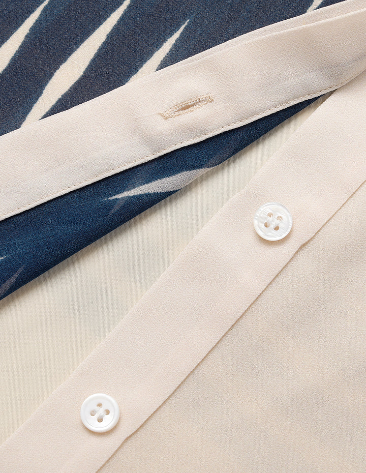 MARYLING Long Sleeve Silk Striped Print Blouse