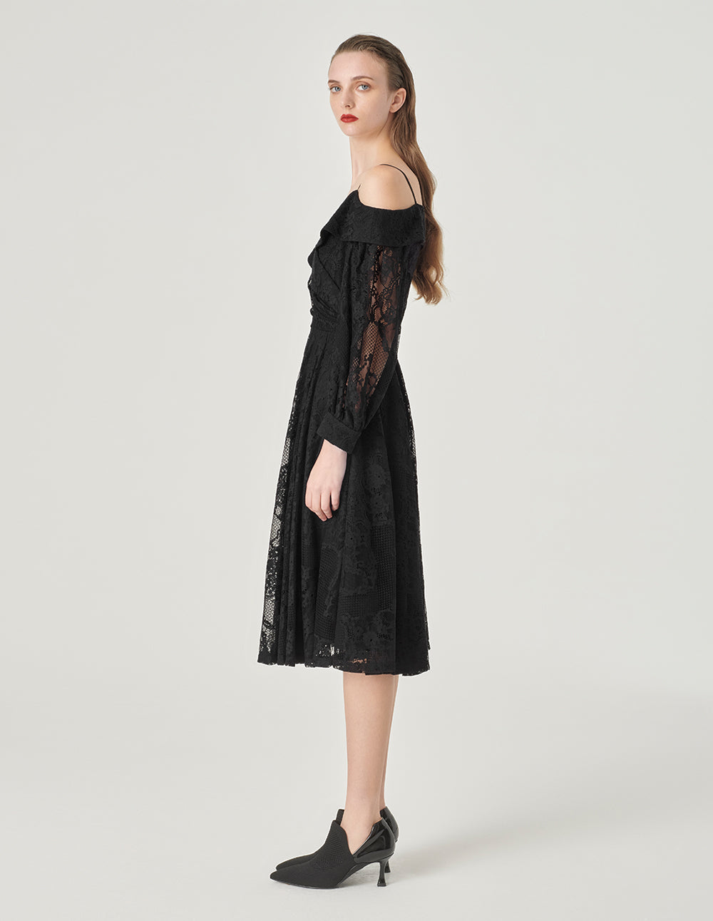 MARYLING Off-Shoulder A-Hem Lace Dress
